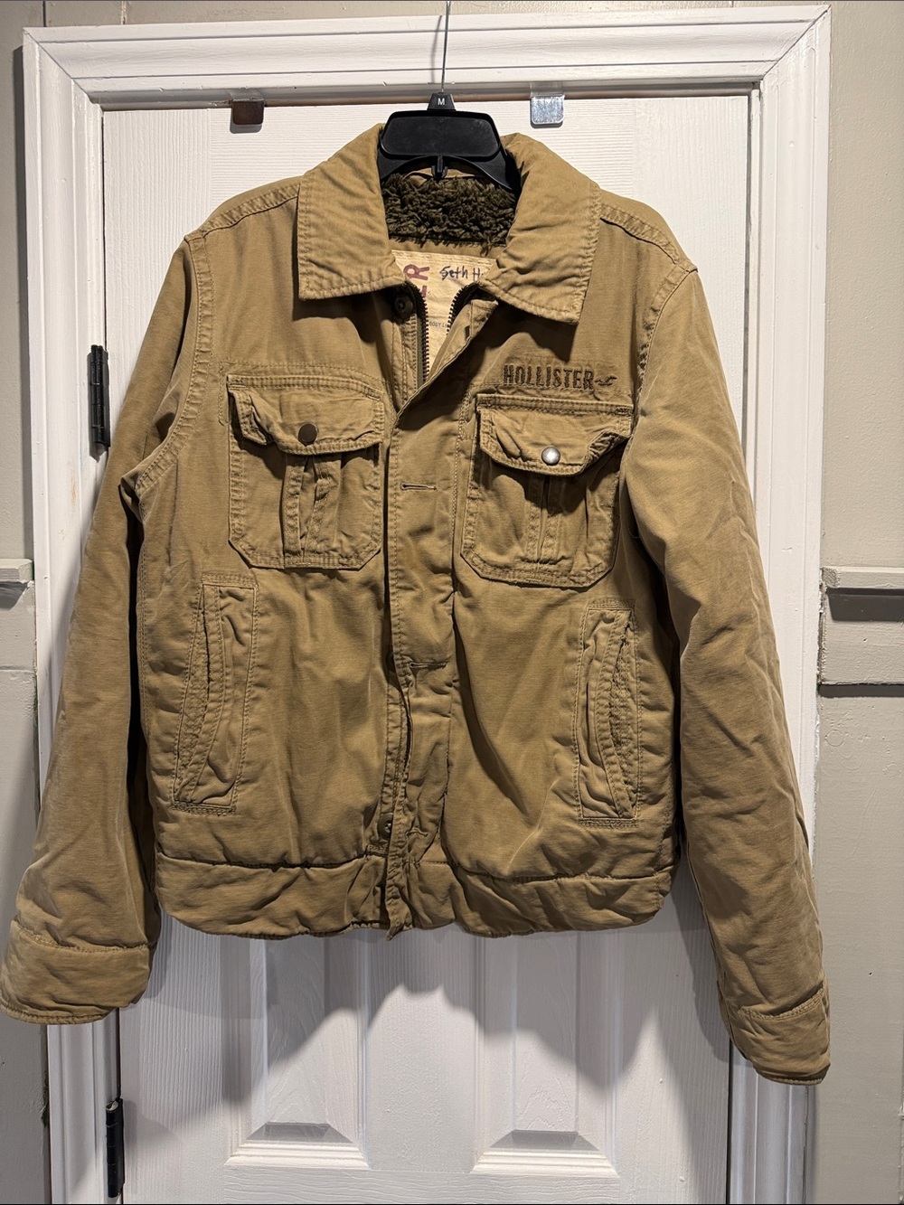 Hollister Tan Sherpa-Collar Utility Jacket